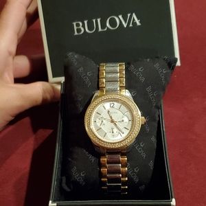 Bulova Women's Gold/Silver Crystal Watch
